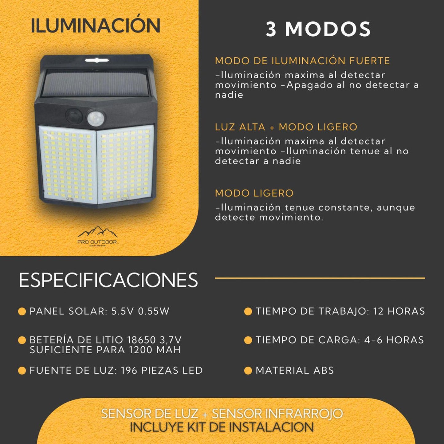 Pack 2 Led Solar Impermeable