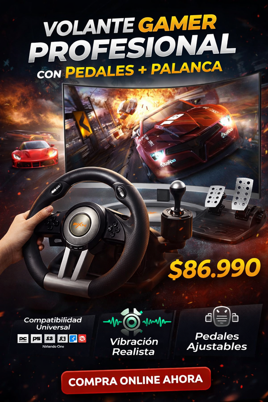 Volante Gamer Pedales + Palanca PXN