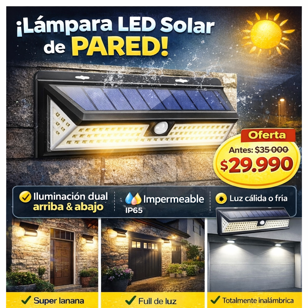 Lámpara Ancha de Pared LED Solar