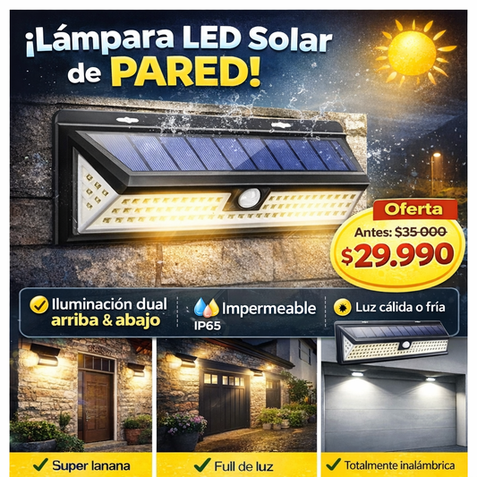 Lámpara Ancha de Pared LED Solar