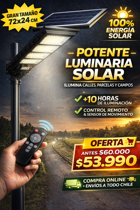 FOCO SOLAR 1000W EXTERIOR CON TUBO