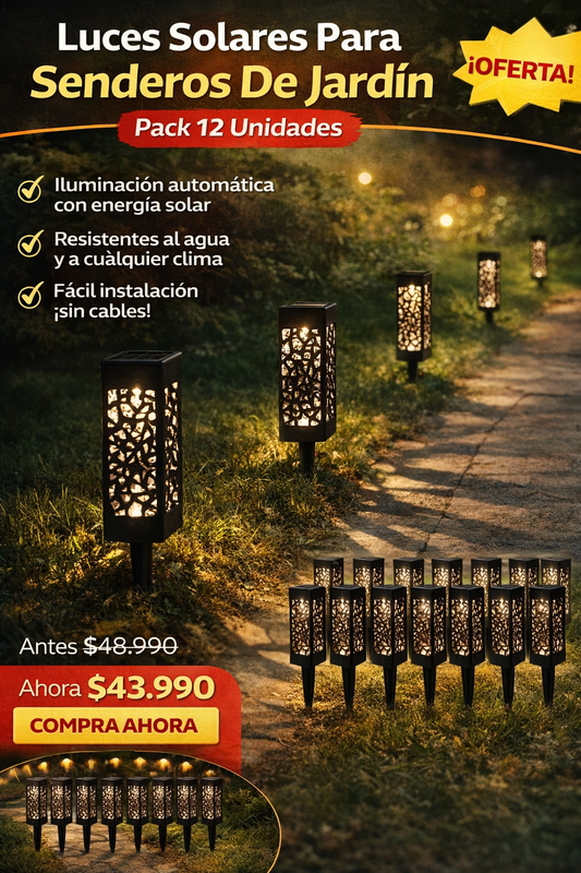 Pack 12 Luces Solares Para Senderos De Jardín