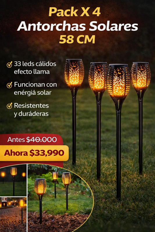 Pack X 4  Antorchas Solares  58 CM