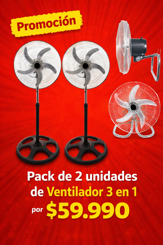 PACK 2 UNIDADES Ventiladores Metálico 18" 3en1
